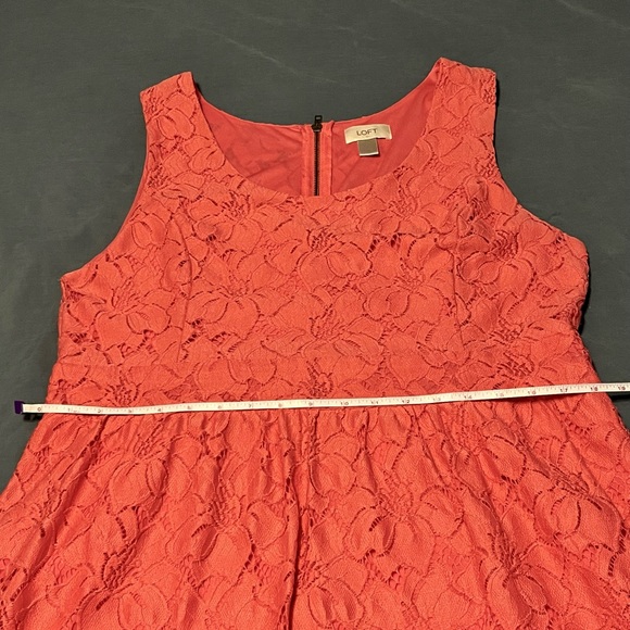 LOFT coral/peach scoop neck lace sundress- size 16 - Picture 7 of 10